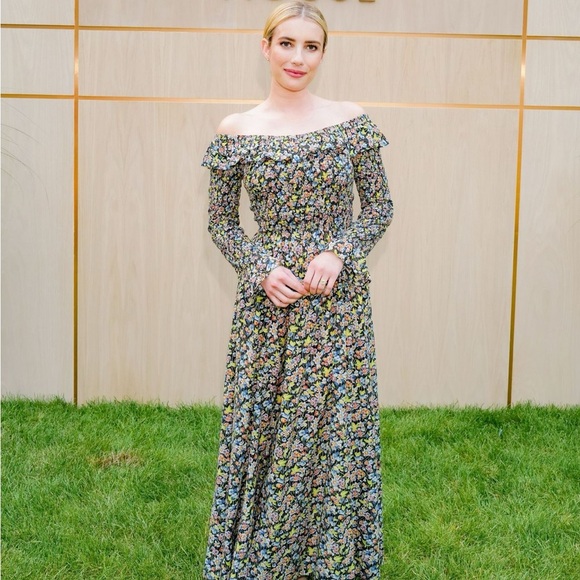 NWT Doen Rosenda Cotton Ruffle Smocked Long Sleeve Maxi Dress Blossom Breeze - Picture 4 of 16